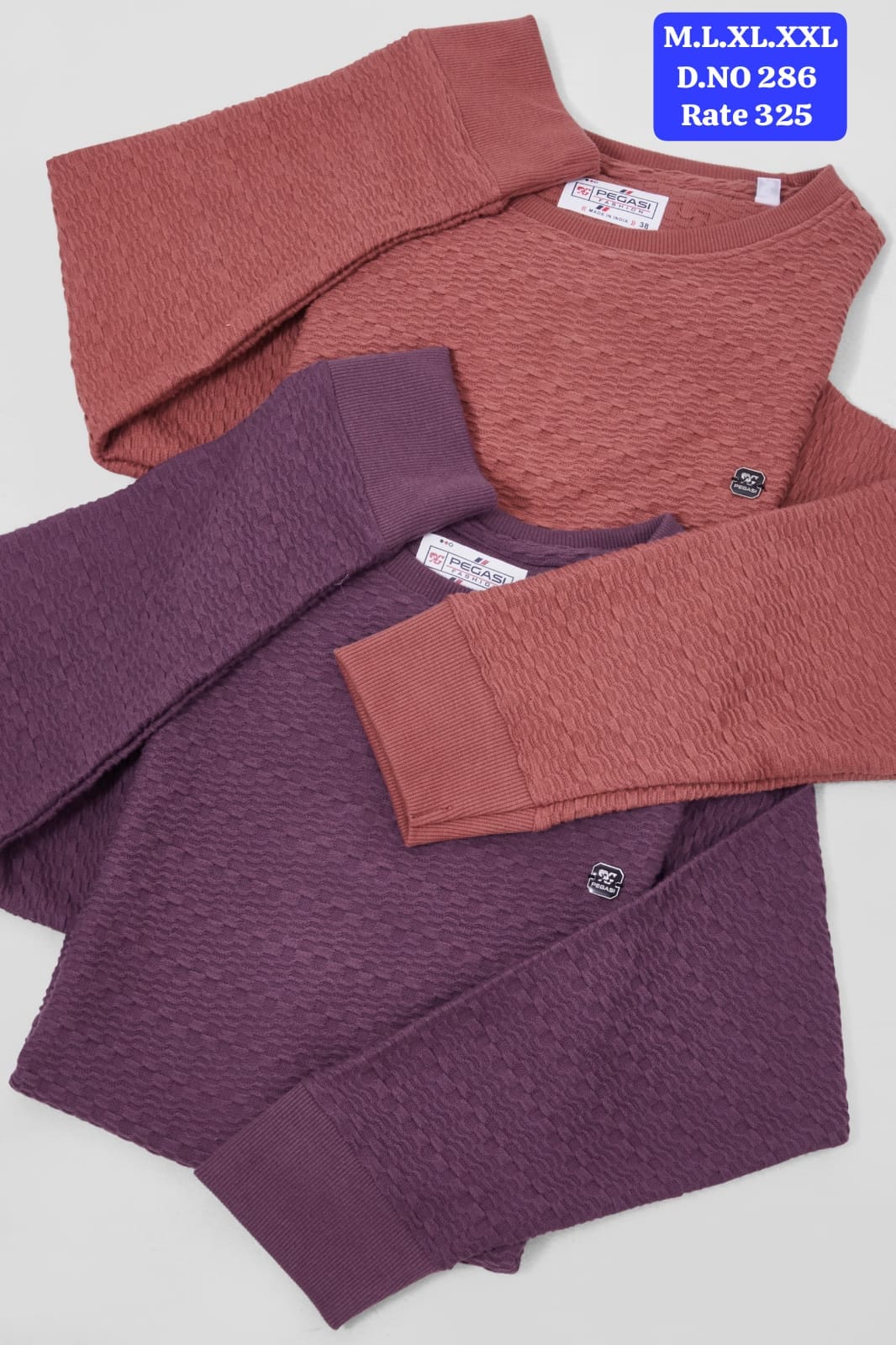 Men's Jacquard Softy Round Neck Full Sleeve T-Shirt | D.No. PG-286