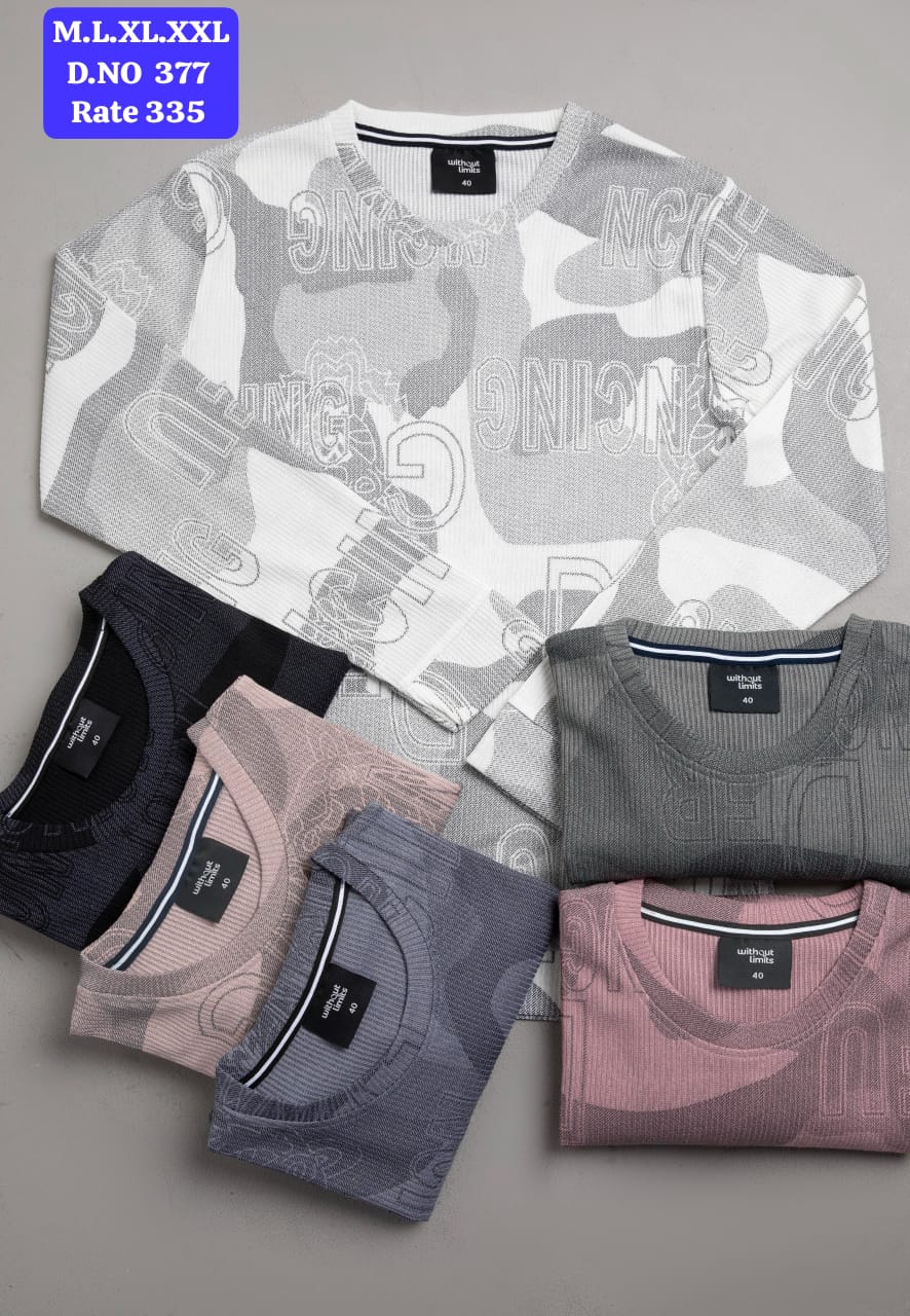Men's Camo Print Ribbed Round Neck Full Sleeve T-Shirt | D.No. WL-377