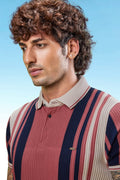 Men's Vertical Stripes Ribbed Collar Polo T-Shirt | Summer Stripes Collection | D.No. DLH-93