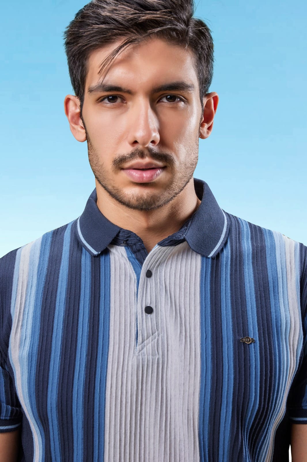 Men's Vertical Stripes Ribbed Collar Polo T-Shirt | Summer Stripes Collection | D.No. DLH-93