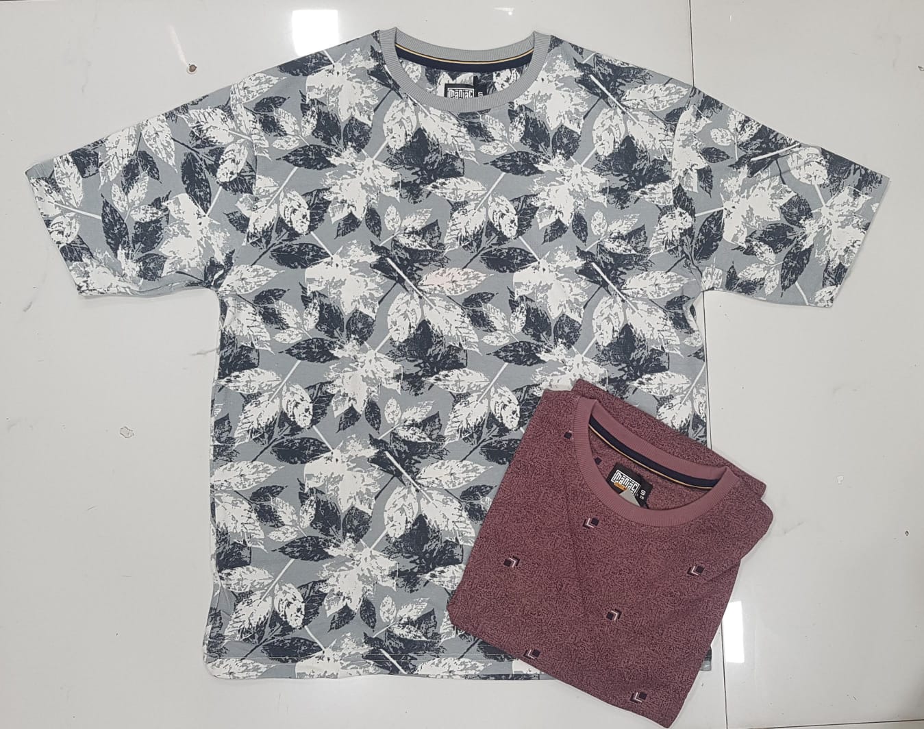 Men's All-Over Print T-Shirt | Leaf & Floral Texture | Oversized Fit | Purple Haze