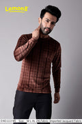 Men's Jacquard Full Sleeve T-Shirt – Rich Brown | Imported Fabric | Lemon 8