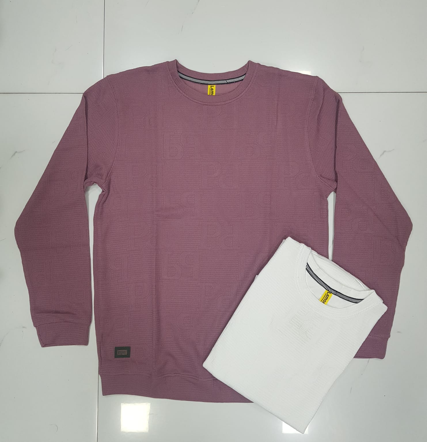 Men's Ribbed Full Sleeve Sweatshirt | Mauve & White | Casual Winter Top  | Lemon8