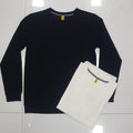 Men's Plain Full Sleeve Sweatshirt | Navy & Cream | Classic Casual Top | Lemon8