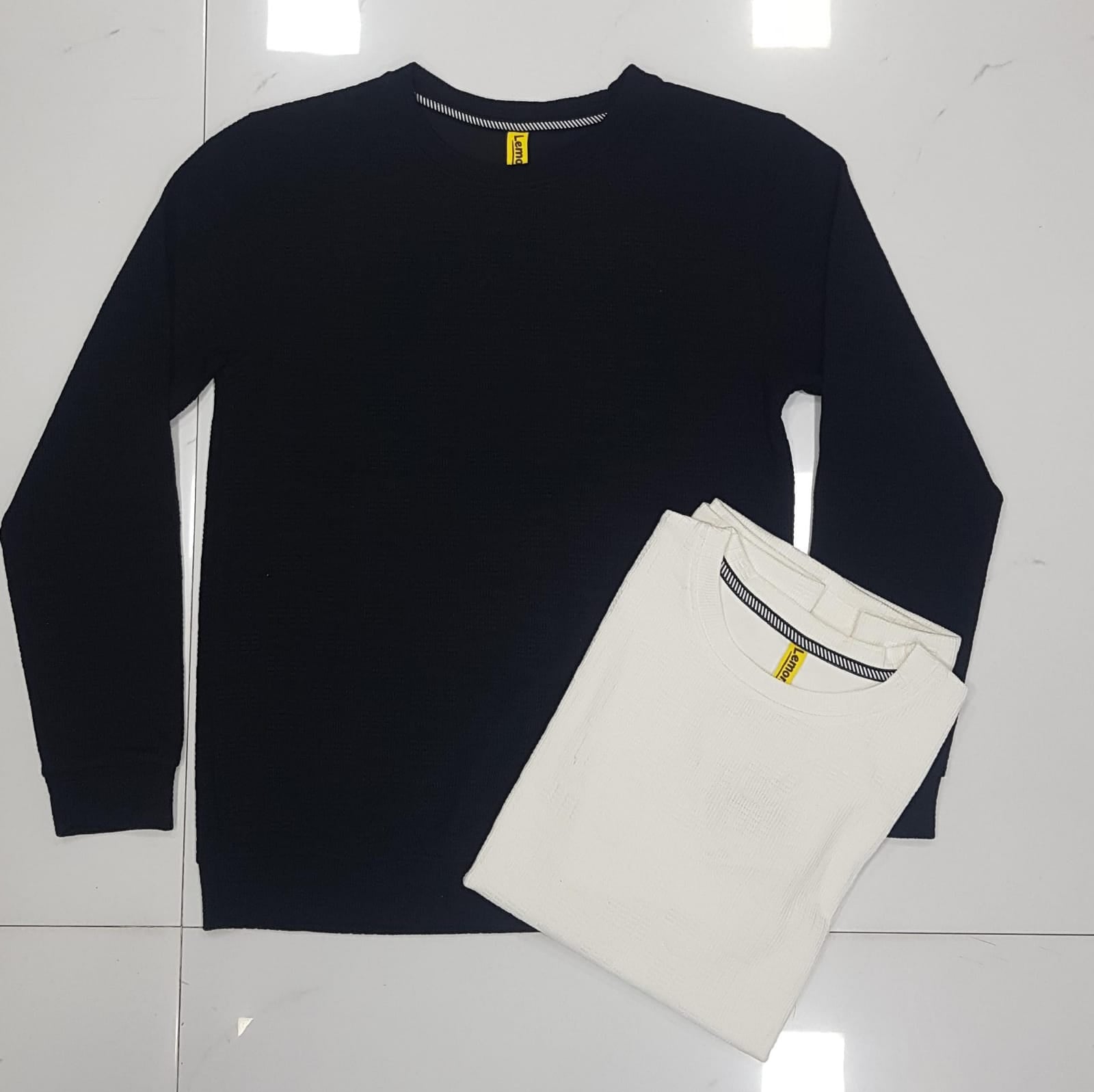 Men's Plain Full Sleeve Sweatshirt | Navy & Cream | Classic Casual Top | Lemon8