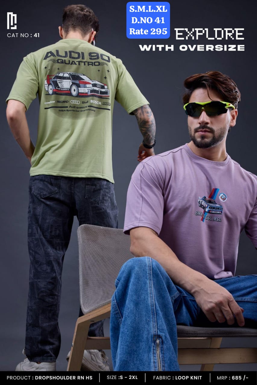 Motorsport Legends Oversized Graphic Tee | Drop Shoulder Loop Knit | PH-41