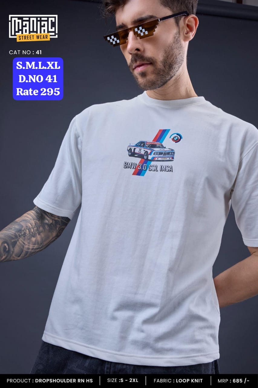 Motorsport Legends Oversized Graphic Tee | Drop Shoulder Loop Knit | PH-41