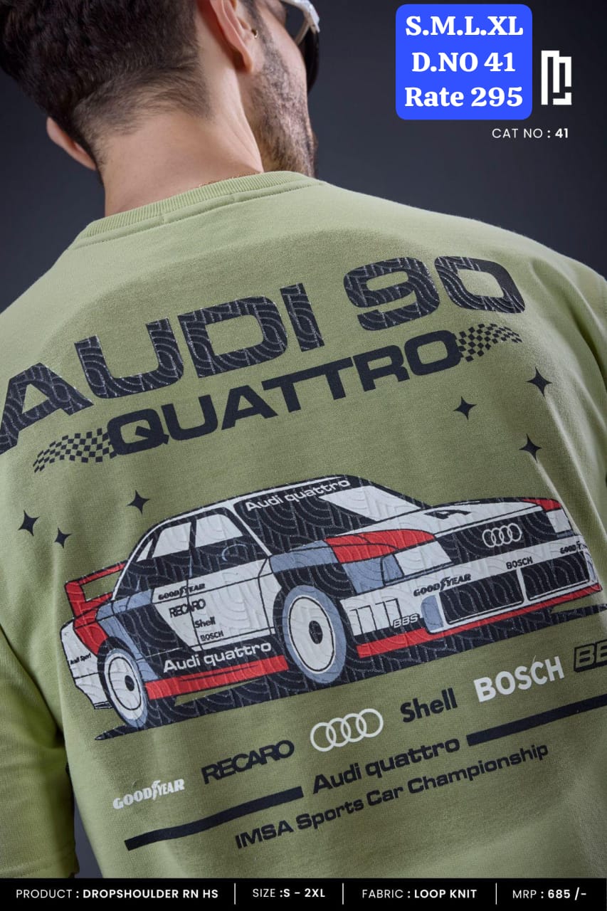Motorsport Legends Oversized Graphic Tee | Drop Shoulder Loop Knit | PH-41