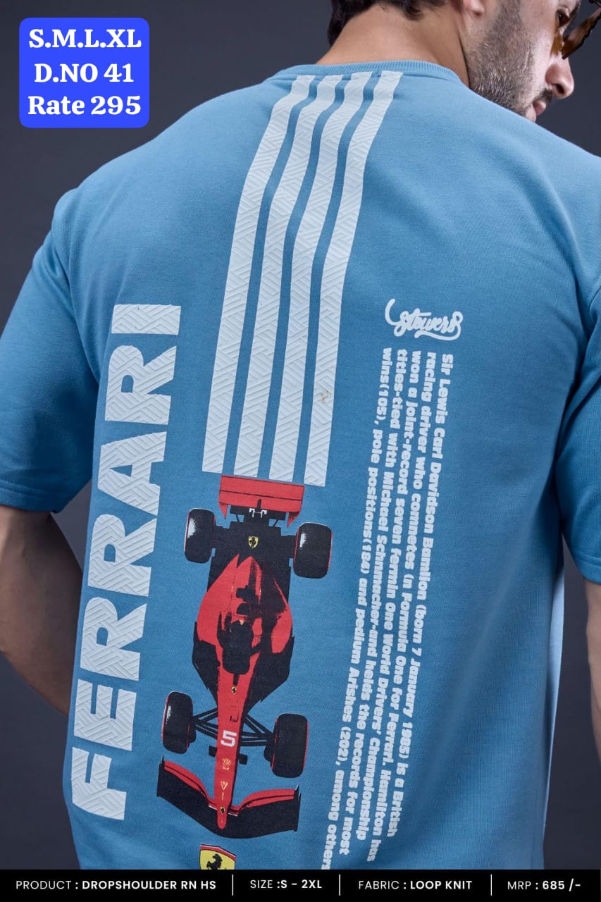 Motorsport Legends Oversized Graphic Tee | Drop Shoulder Loop Knit | PH-41