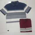 Men's Striped Half Sleeve Polo T-Shirt | Purple Haze
