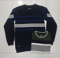 Zero Plus One Stripe Colour Block Sweatshirt | Full Sleeve Crew Neck | 521-GL