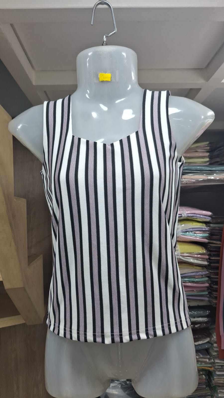 Vertical Stripe Sleeveless Vest – Black & White | Miss Kapachi