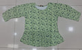 Mint Green Botanical Leaf Print Peplum Top | Women’s 3/4 Sleeve Casual Kurti Top  | Zero+1
