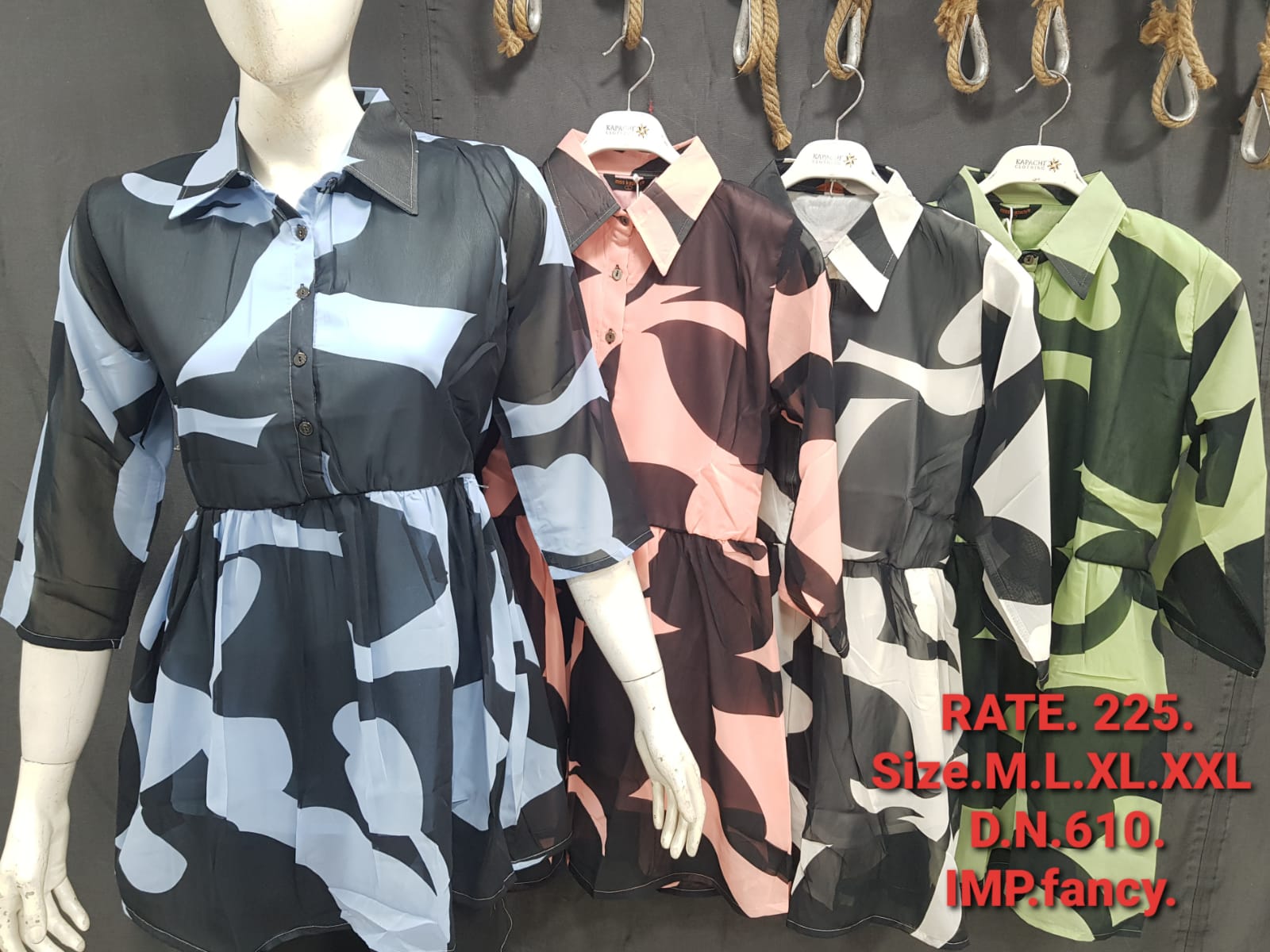 Abstract Print Shirt Dress | Elasticated Waist | D.N. 610 | Miss Kapachi