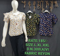 Floral Ruffle Shoulder Top – Rayon Tie-Front Short Sleeve Women's Top | Zero+1