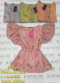 Chiffon Floral Print Puff Sleeve Top | Lace Trim | Elasticated Waist | Miss Kapachi