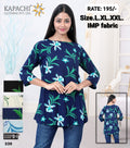 Tropical Floral Print A-Line Top | Boat Neck | 3/4 Sleeves | No. 335 | Zero+1