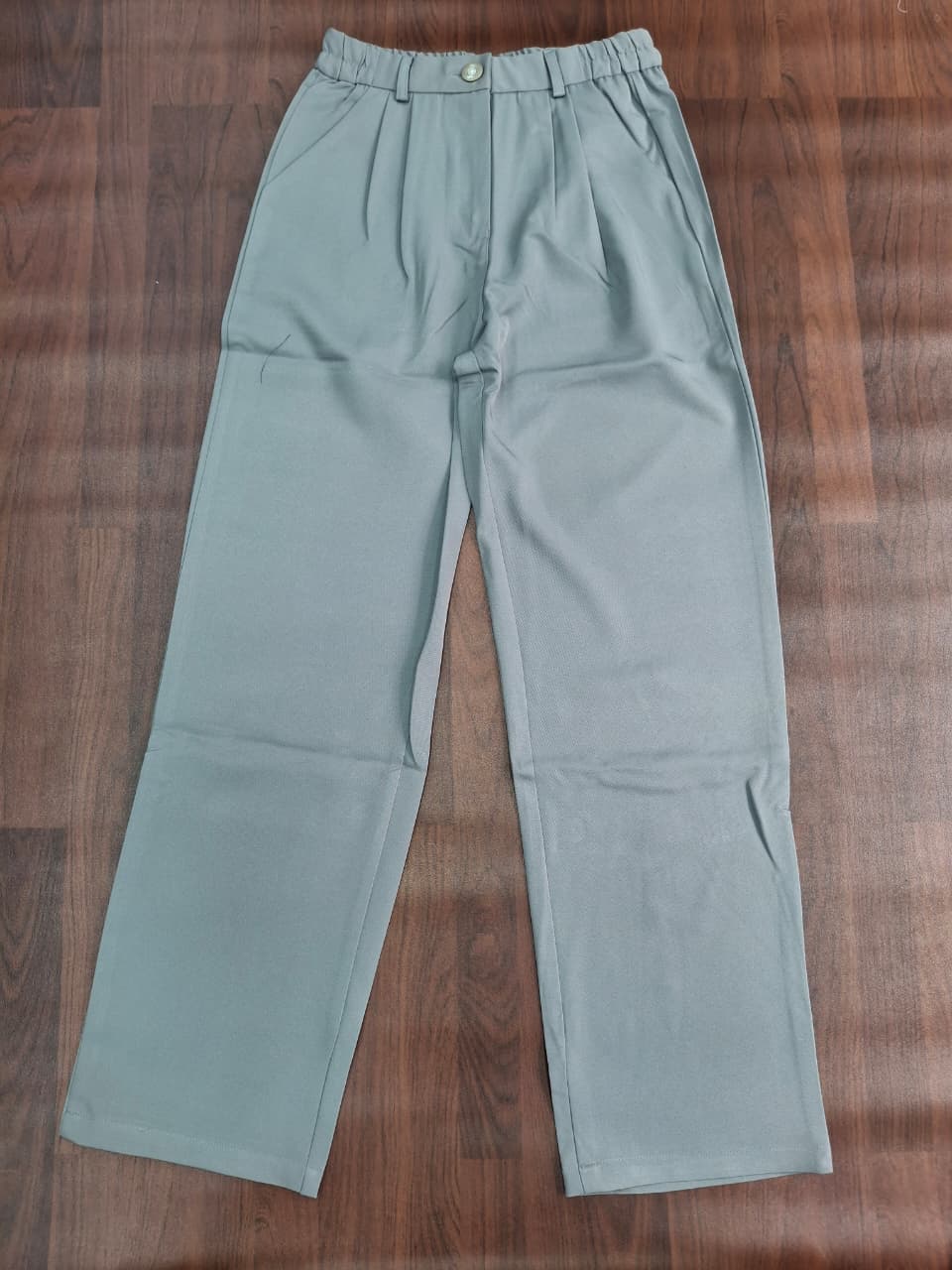 Solid Pleated High-Waist Wide-Leg Trousers | Button Waistband | Side Pockets | Miss Kapachi