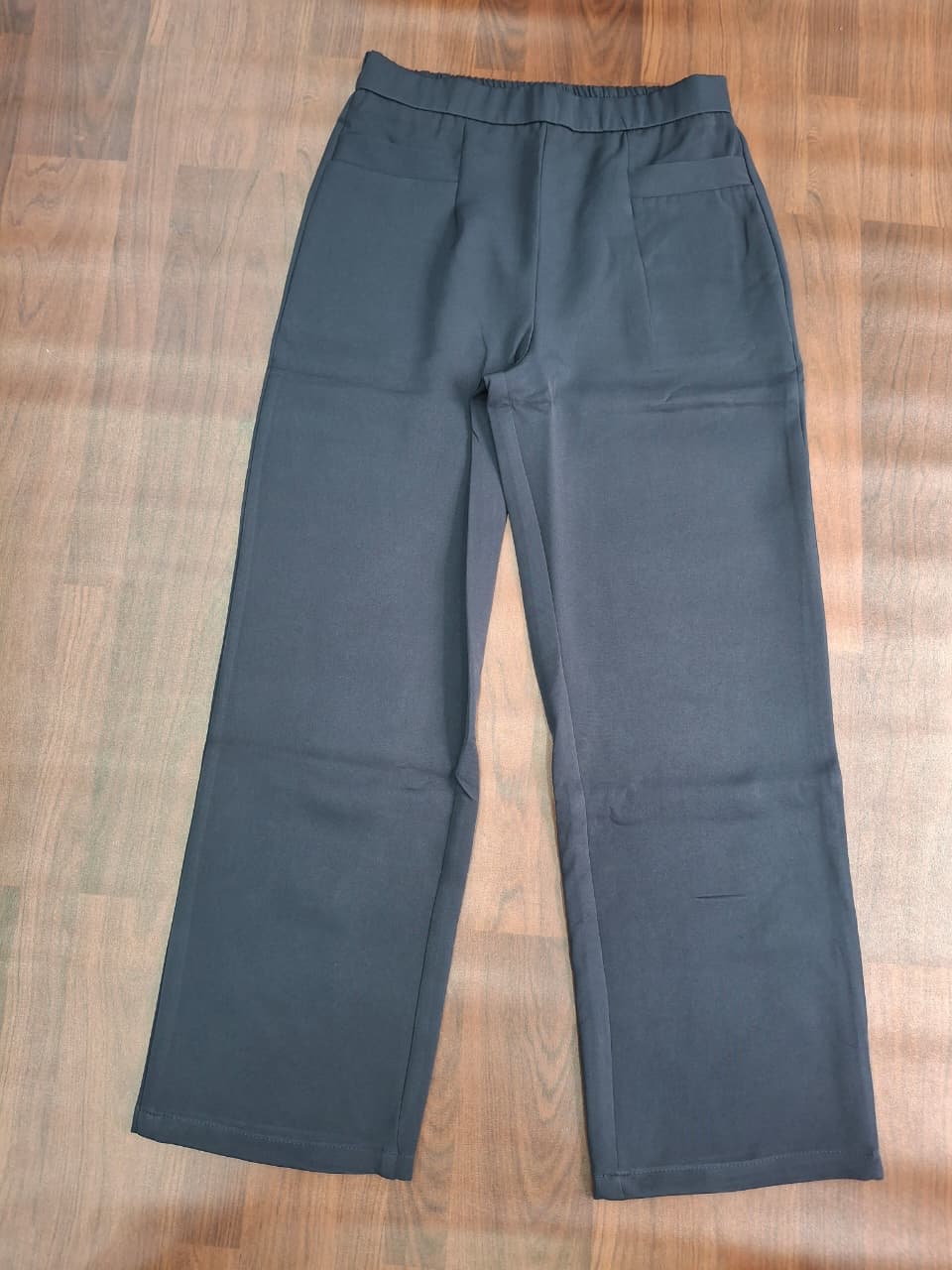 Solid Wide-Leg Trousers | Elasticated High Waist | Side Pockets | Miss Kapachi