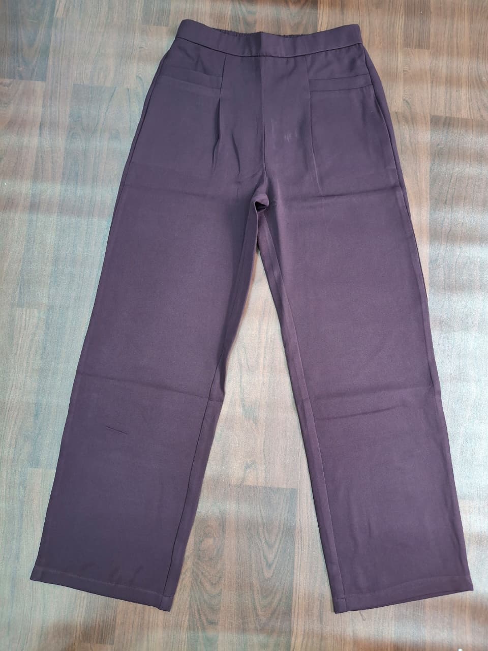Solid Wide-Leg Trousers | Elasticated High Waist | Side Pockets | Miss Kapachi