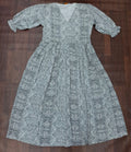 Women's V-Neck Printed Puff-Sleeve Midi Dress | Miss Kapachi