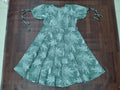 Tropical Leaf Print Fit & Flare Midi Dress | Tie-Up Sleeves | Round Neck | Miss Kapachi
