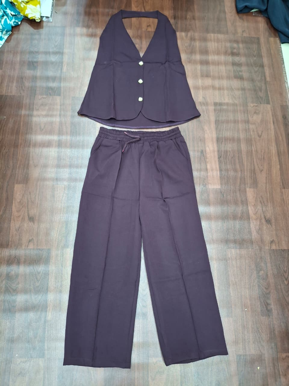 Women's Halter Waistcoat & Wide-Leg Pants Co-ord Set | Miss Kapachi