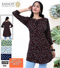 Women's Floral Printed Tie-Neck Tunic | A-Line Frill Cuff Top | Sizes L-XXL | Zero+1