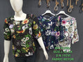Women's Rayon Botanical Floral Print Puff Sleeve Top | Ruffle Yoke | Sizes L-XXL | Zero+1