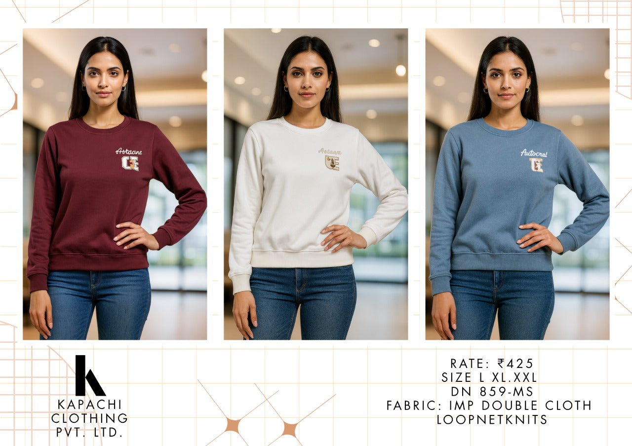 Women's Premium Sweatshirt | Double Cloth Loopknit | Chest Graphic | Sizes L-XXL | Zero+1