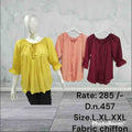 Women's Chiffon Gathered Neck Tassel Top – D.N. 457 | Miss Kapachi