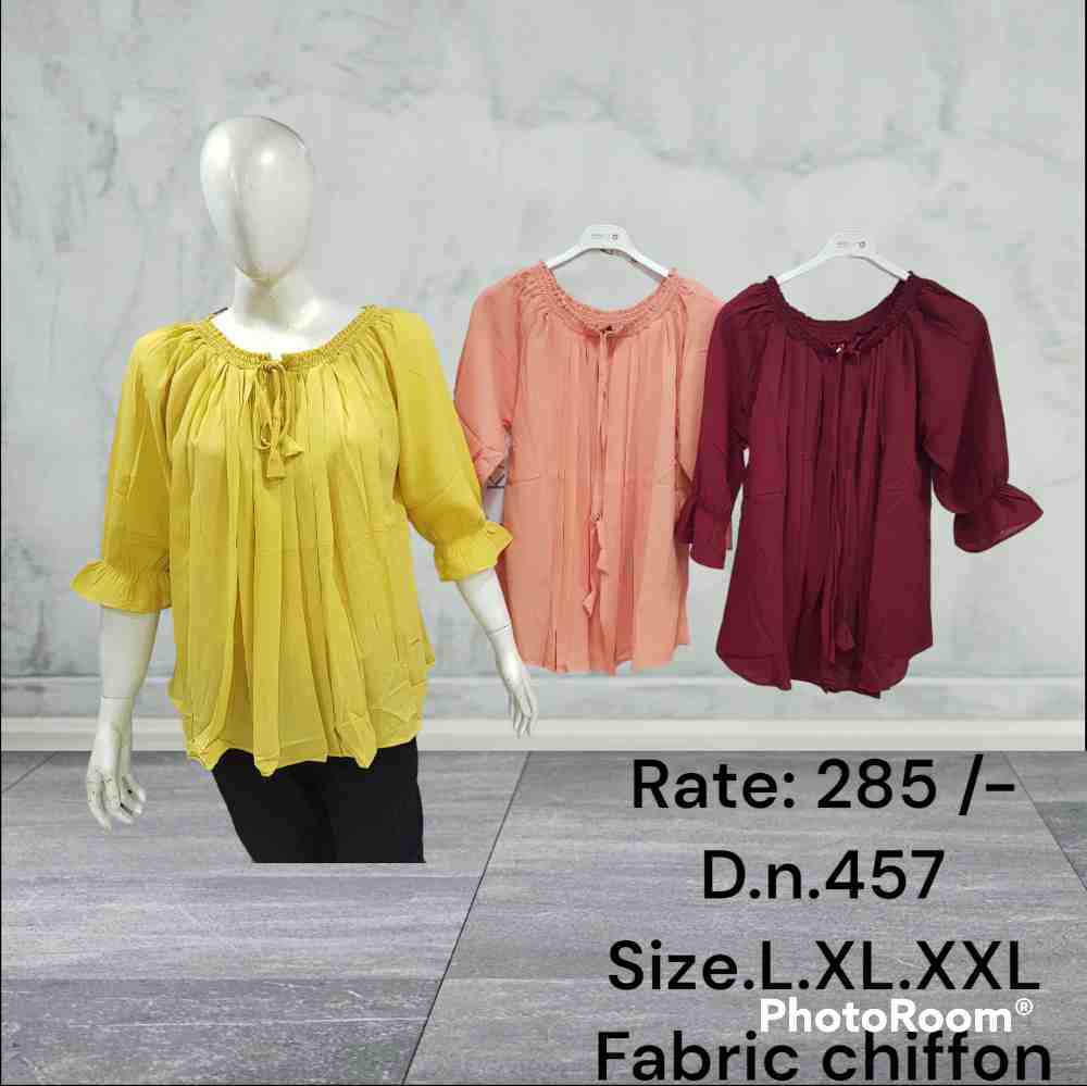 Women's Chiffon Gathered Neck Tassel Top – D.N. 457 | Miss Kapachi
