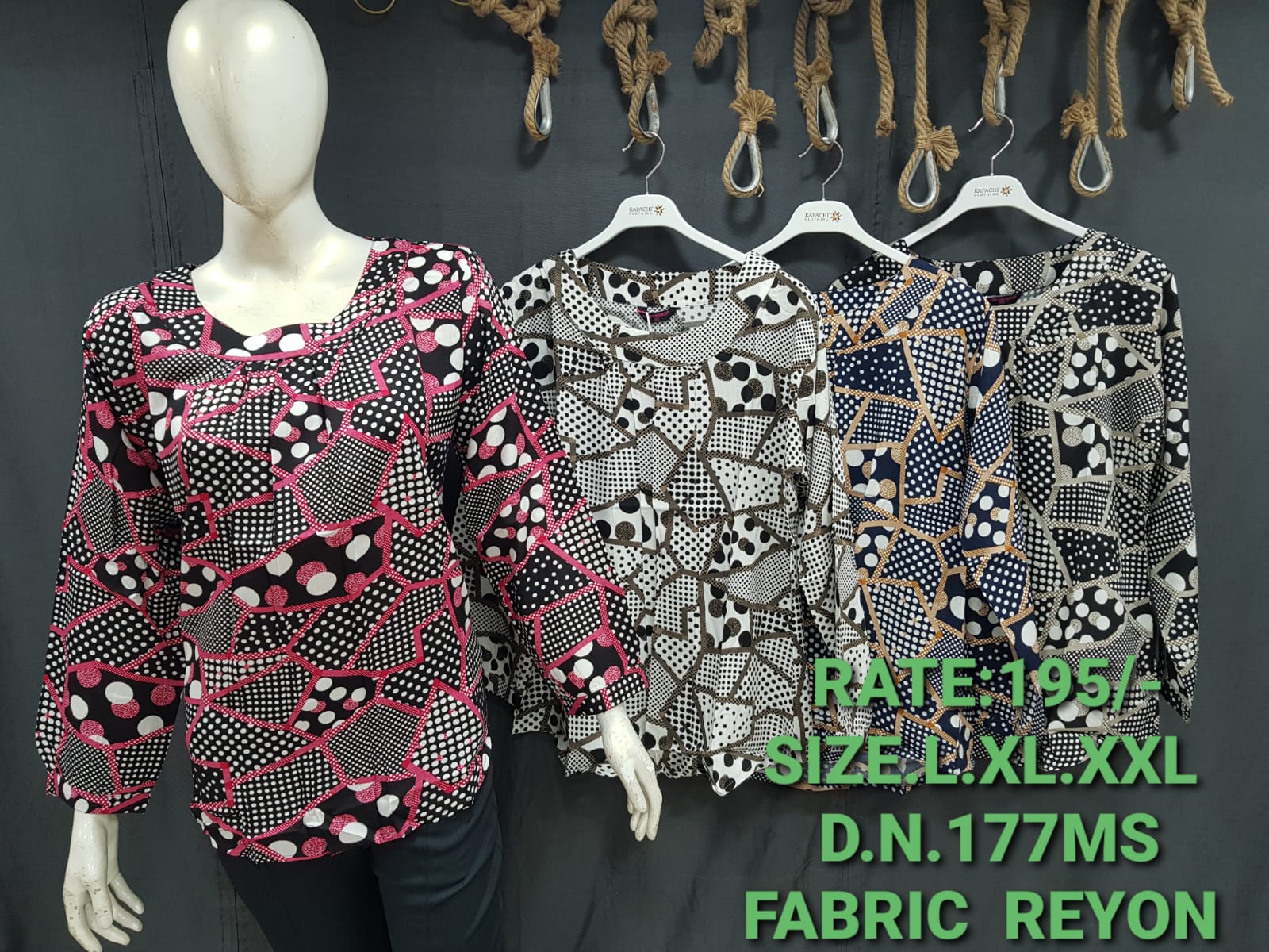 Rayon Abstract Print Full Sleeve Top | Bold Geometric Women's Top | Miss Kapachi