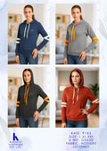 Women's Stripe Sleeve Pullover Hoodie | Hosiery Loopnet | 4 Colours | D.N. G562D | Zero+1