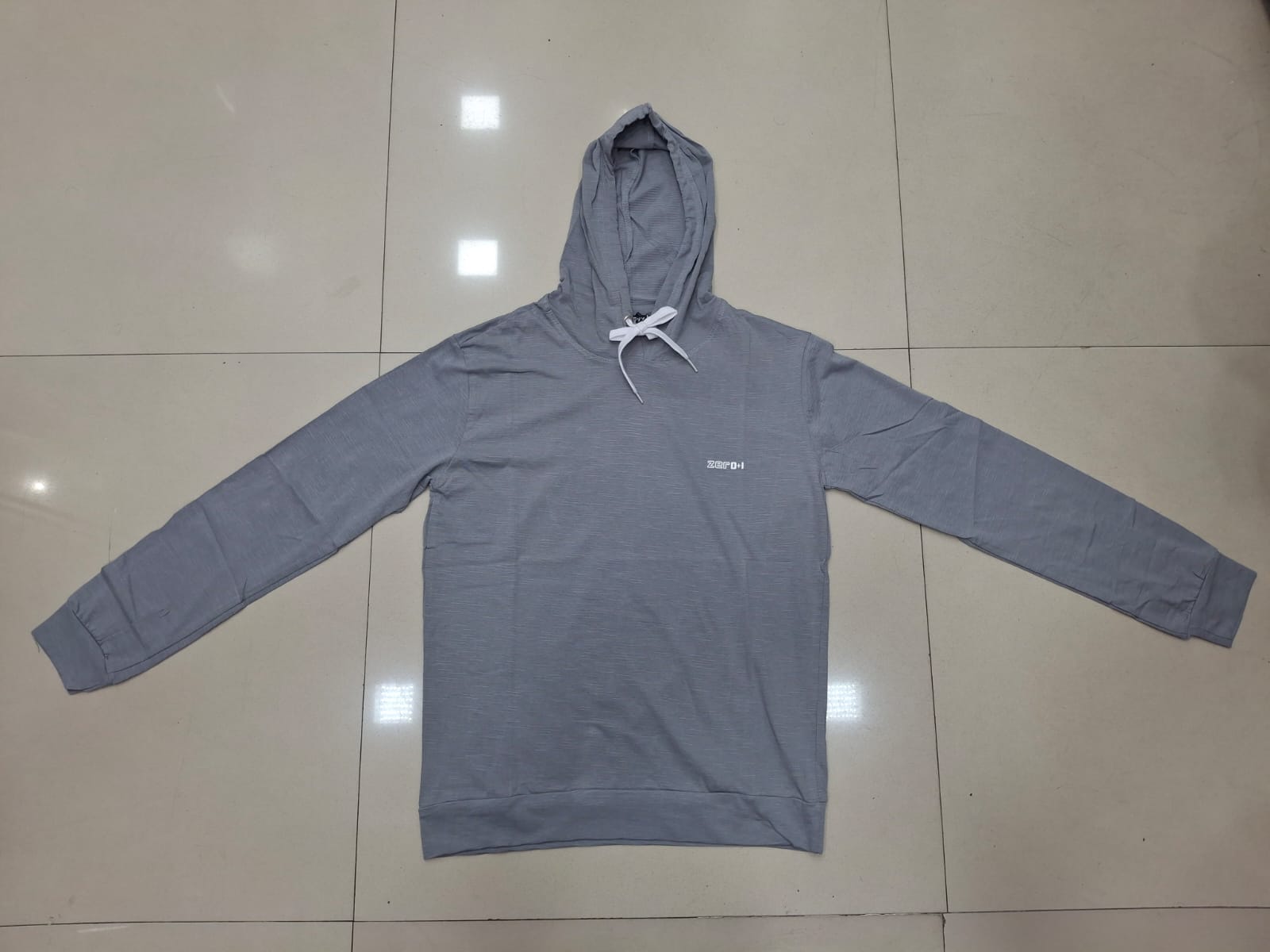 Solid Pullover Hoodie | Unisex Light Grey Fleece Sweatshirt with Drawstring Hood | Zero+1