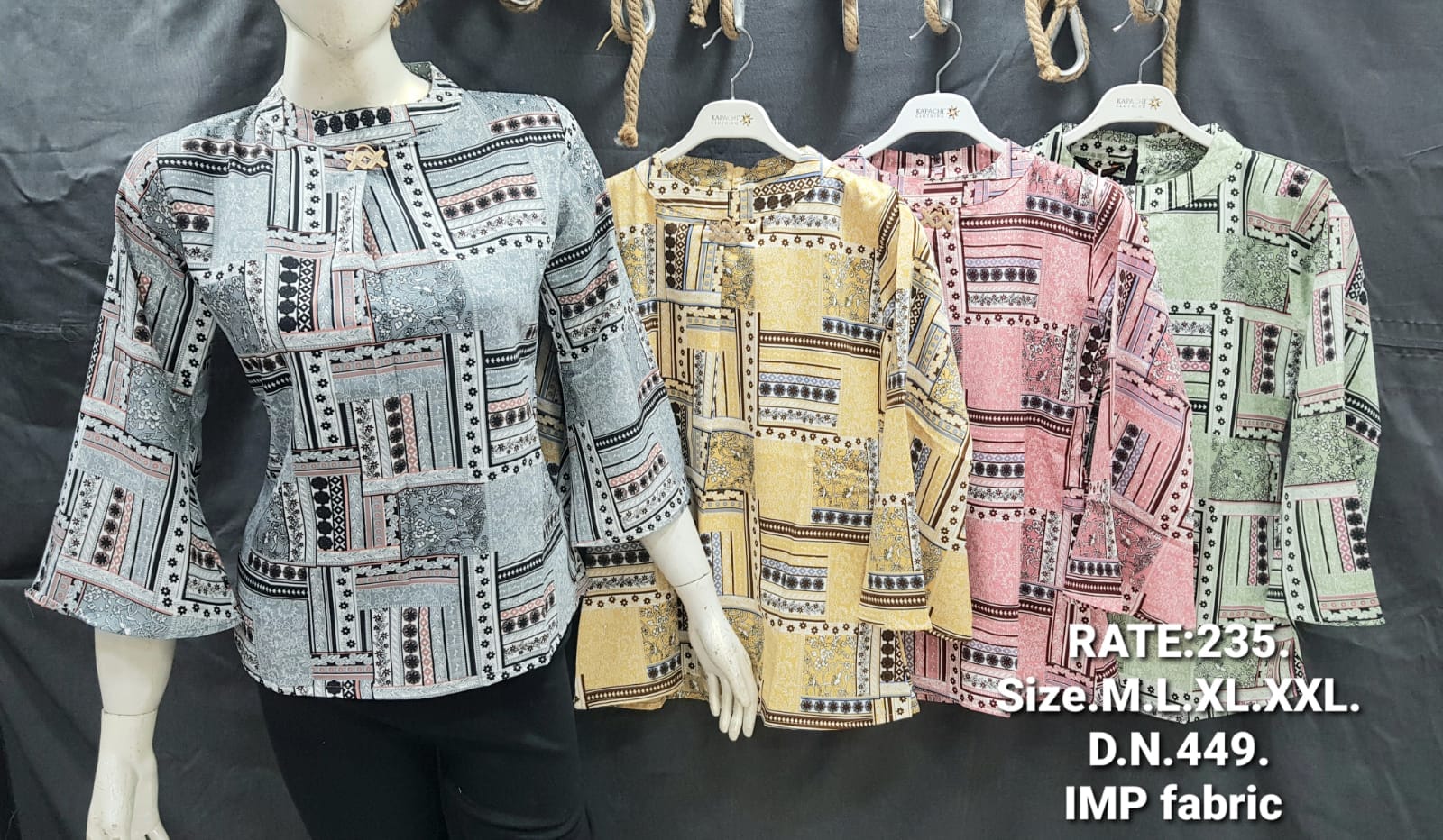DN449 Geometric Print Top – IMP Fabric | M L XL XXL| Miss Kapachi