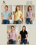 DN879-MS Women's Zip Polo Top – Velour Jacquard Knits | M L XL XXL |Miss Kapachi