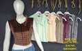 DN745 Women's Sleeveless Crop Top – Checkered IMP Fabric | Collar Neck | L XL XXL |Miss Kapachi