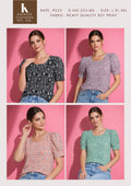 Printed BSY Puff Sleeve Top for Women - Round Neck - Sizes L XL XXL - 4 Colour Variants - D.No. 553-MS - Kapachi Clothing