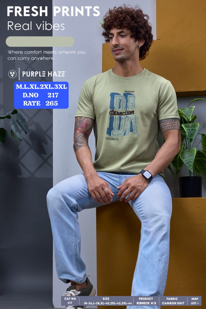 Purple Haze Men's Graphic Printed T-Shirt Mint Green Direction Ultimate Print - Full Body