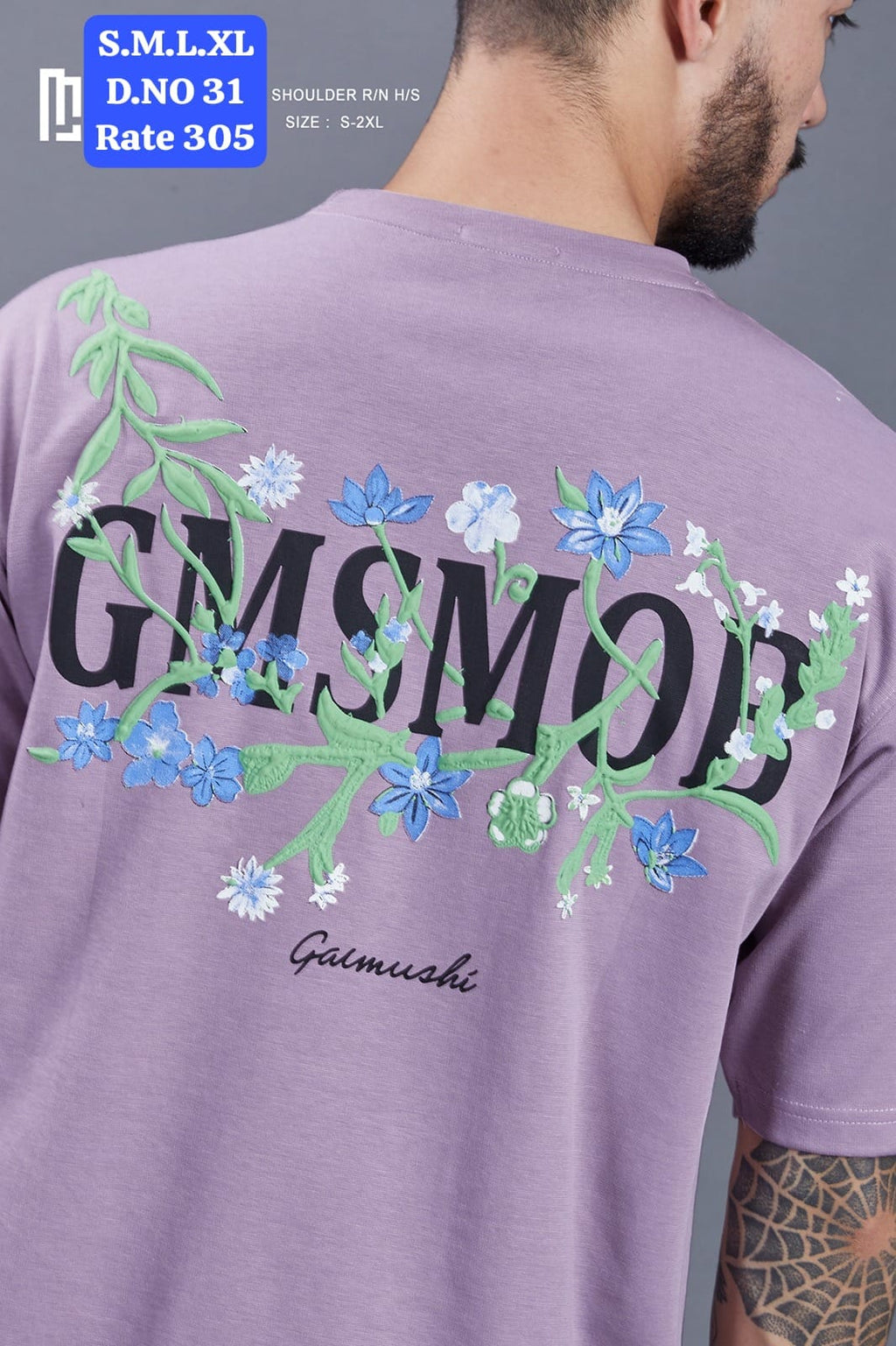 Maniac Street Wear Men's Floral Graphic Drop Shoulder T-Shirt D.No. 31 - All Colour Variants Collage