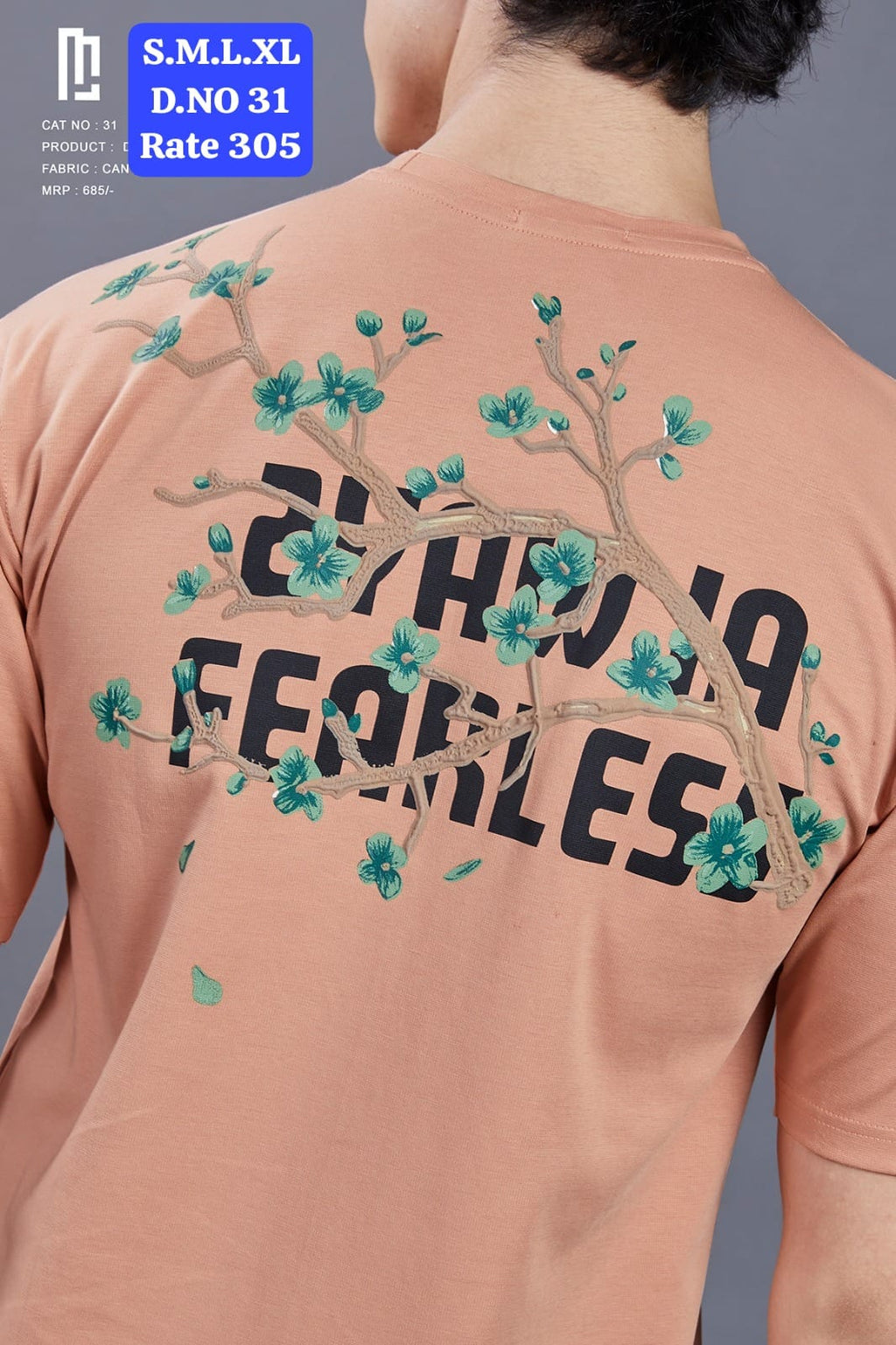 Maniac Street Wear Men's Floral Graphic Drop Shoulder T-Shirt Teal Green and Dusty Rose - Dual Model Redefining Comfort With Prints Campaign