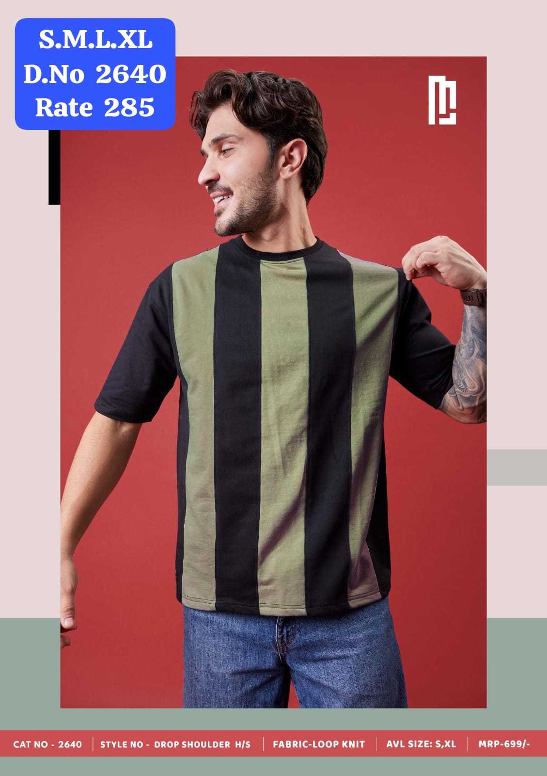 Maniac Street Wear Men's Vertical Stripe Drop Shoulder T-Shirt Lavender White - Stylish Look Front View