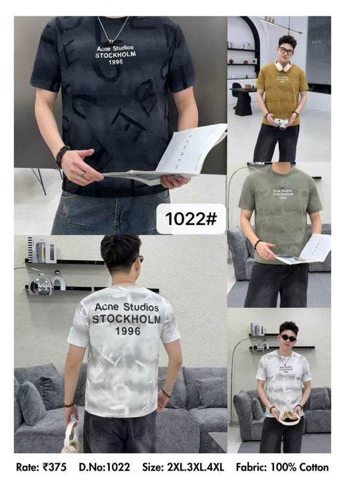 Acne Studios Stockholm 1996 AOP Print Oversized Round Neck T-Shirt D.No.1022 - Black Mustard Olive White - 2XL 3XL 4XL