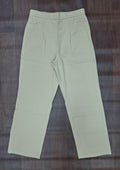 Beige straight-leg trousers with front pockets