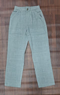 White straight-leg trousers with front pleats and angled pockets