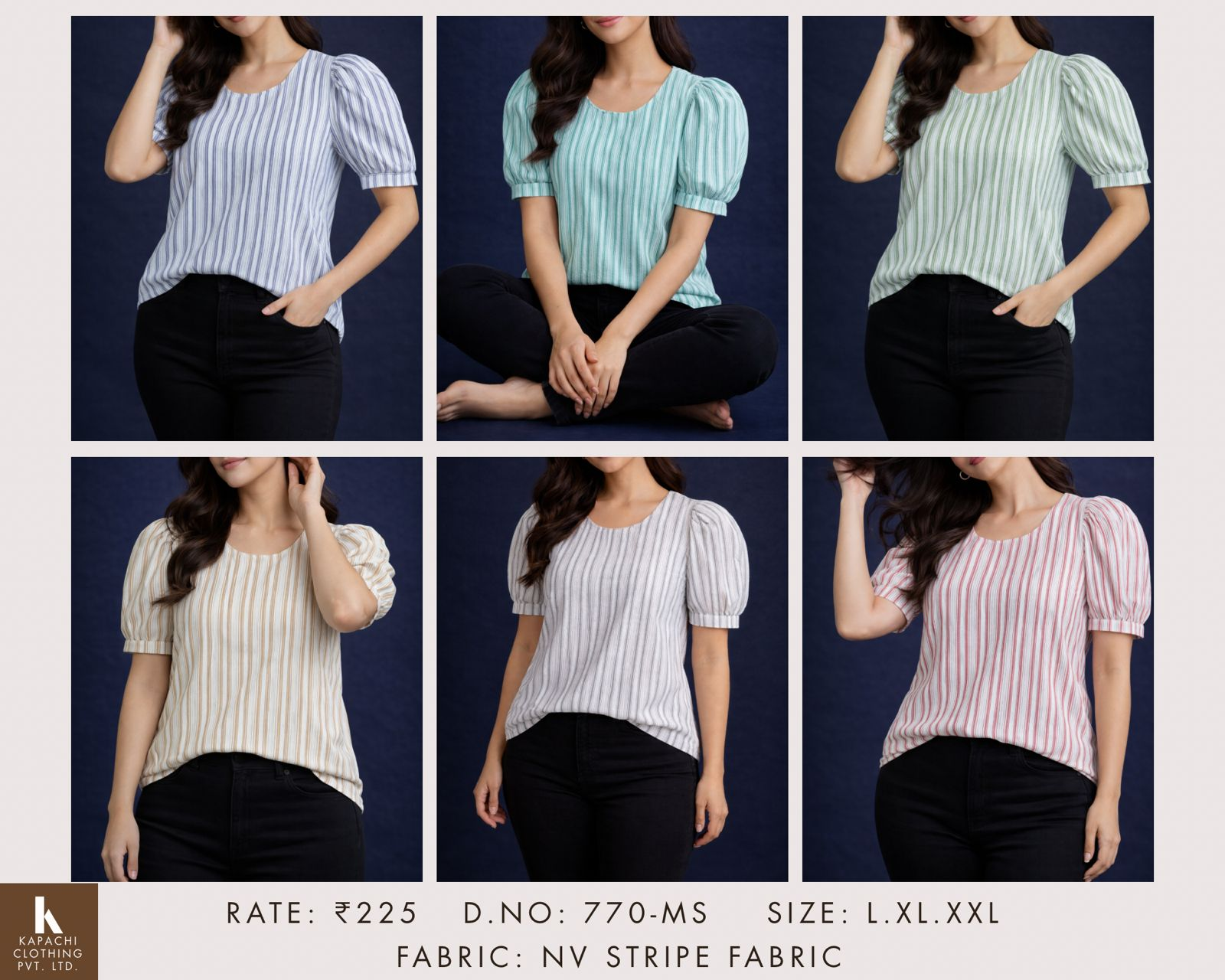 NV Stripe Puff Sleeve Top | Miss Kapachi