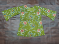 Olive Green Floral Print Kurti with 3/4 Bell Sleeves