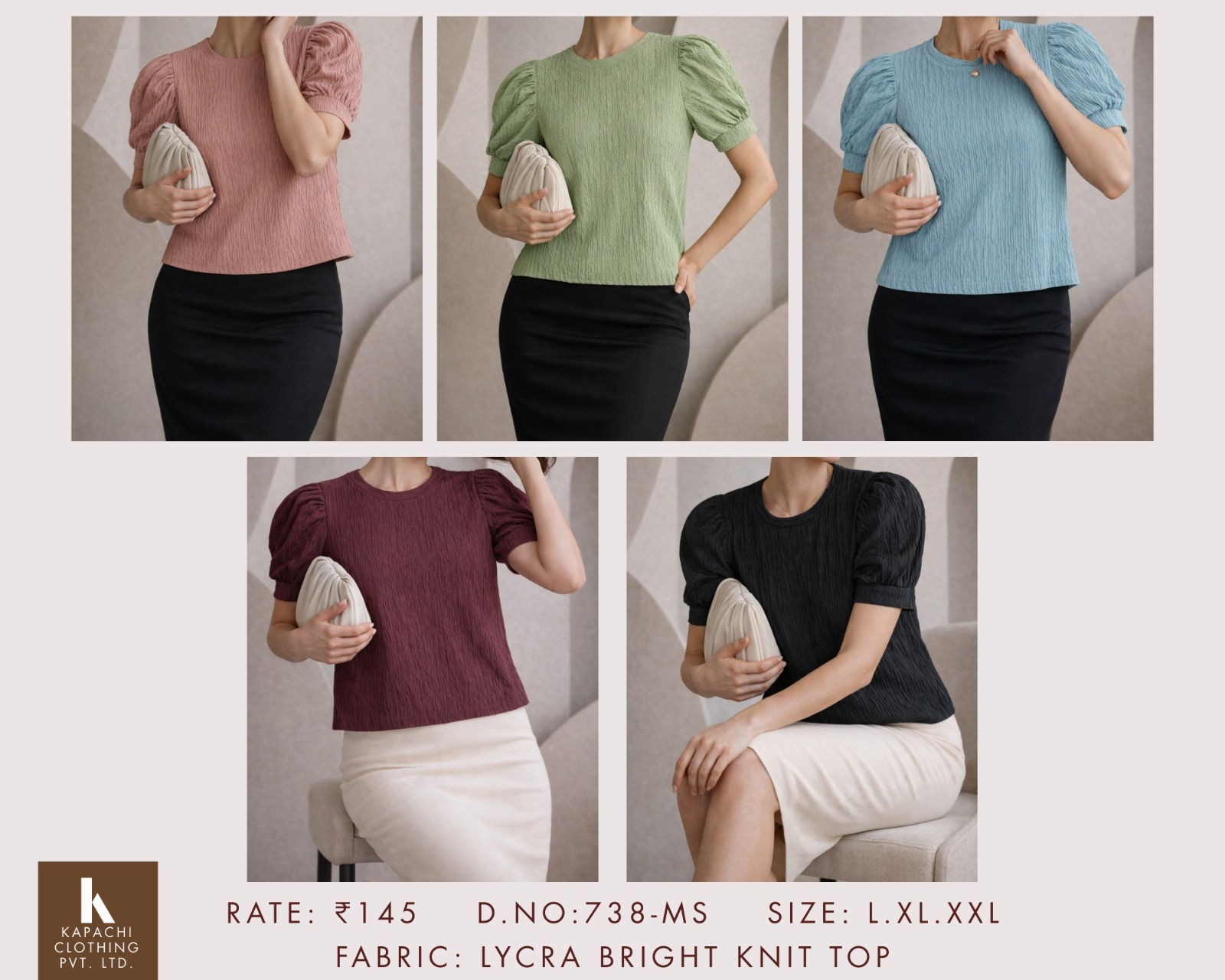 Puff Sleeve Textured Knit Top | 5 Colours | Miss Kapachi