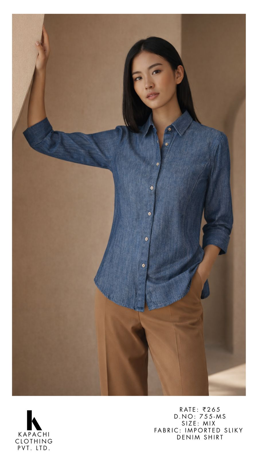 Imported Silky Denim Shirt | Miss Kapachi